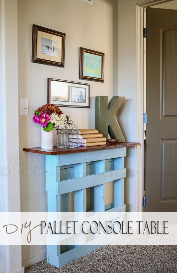 DIY Pallet Console Table is a quick and easy project that can be completed in ju...