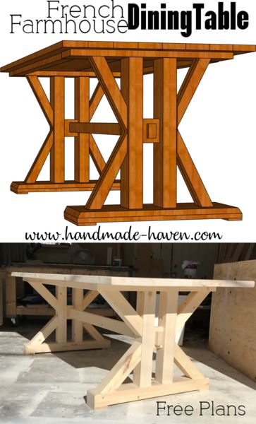 French Farmhouse Dining Table for the home kitchen Woodworking Plans. #farmhouse...