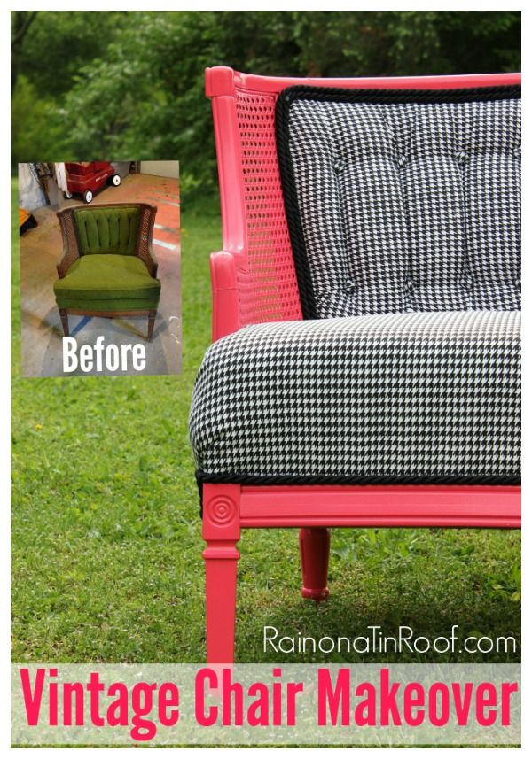 Pink & Houndstooth Vintage Chair Makeover {Roadside Rescue}