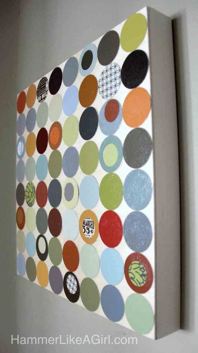 Polka dot DIY wall art from paint swatches