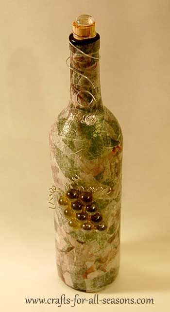 Decorate a wine bottle using decoupage, from Crafts For All Seasons.