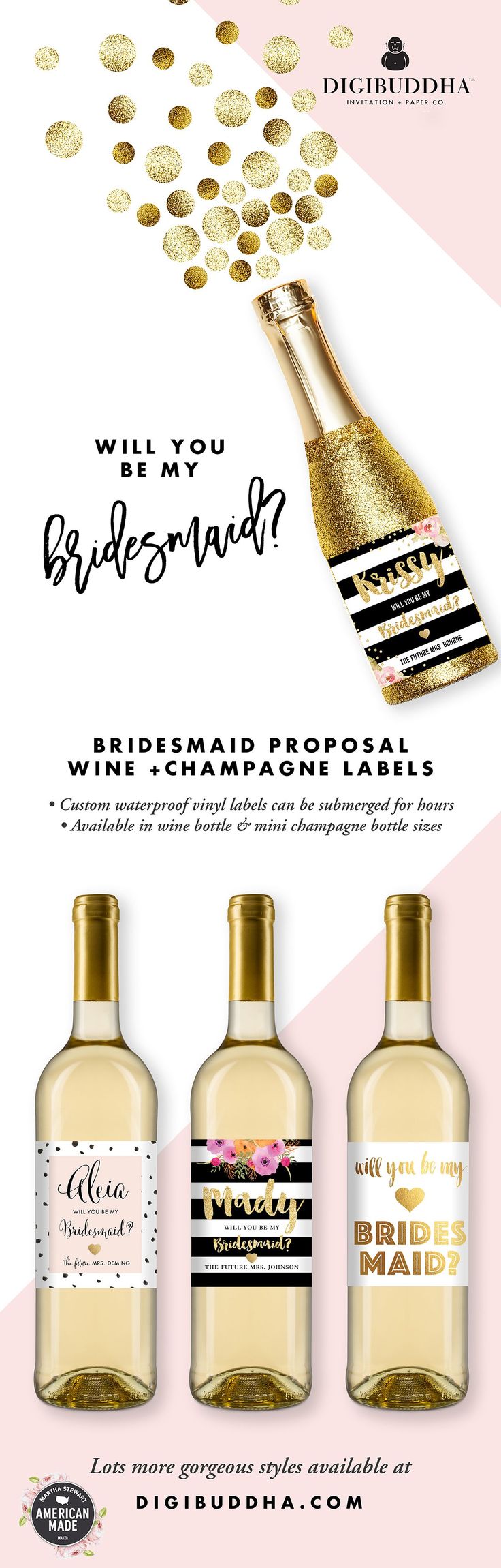 Will you be my bridesmaid? Bridesmaid proposal wine labels are a gorgeous, fun w...