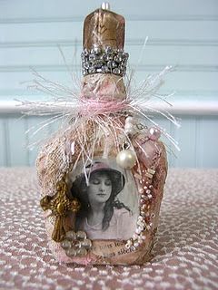 altered art  bottle Shabby - this would be a lovely way to display an old photog...