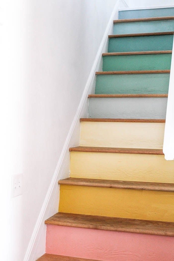 Reveal of my rainbow stairs! Ready to see my staircase makeover?! This is a DIY ...
