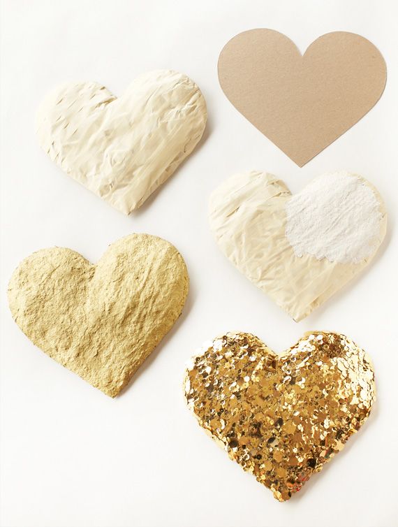 DIY gold sequin hearts