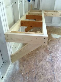 One Room Challenge Bench Building for extra seating. Built with pine 2 x 4's...