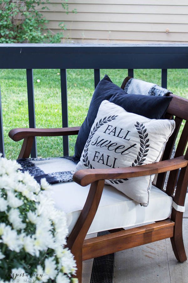 Welcome to a neutral Fall home tour with white pumpkins, black lanterns, buffalo...