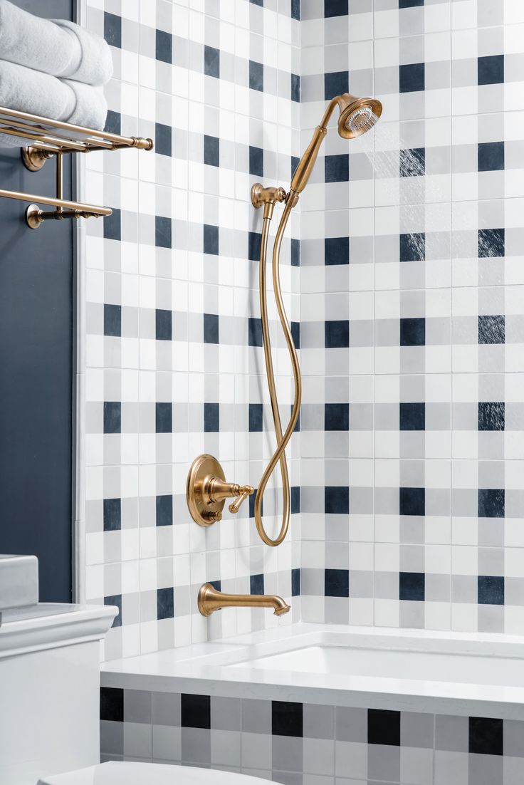 plaid bathroom tile - affordable decor pieces