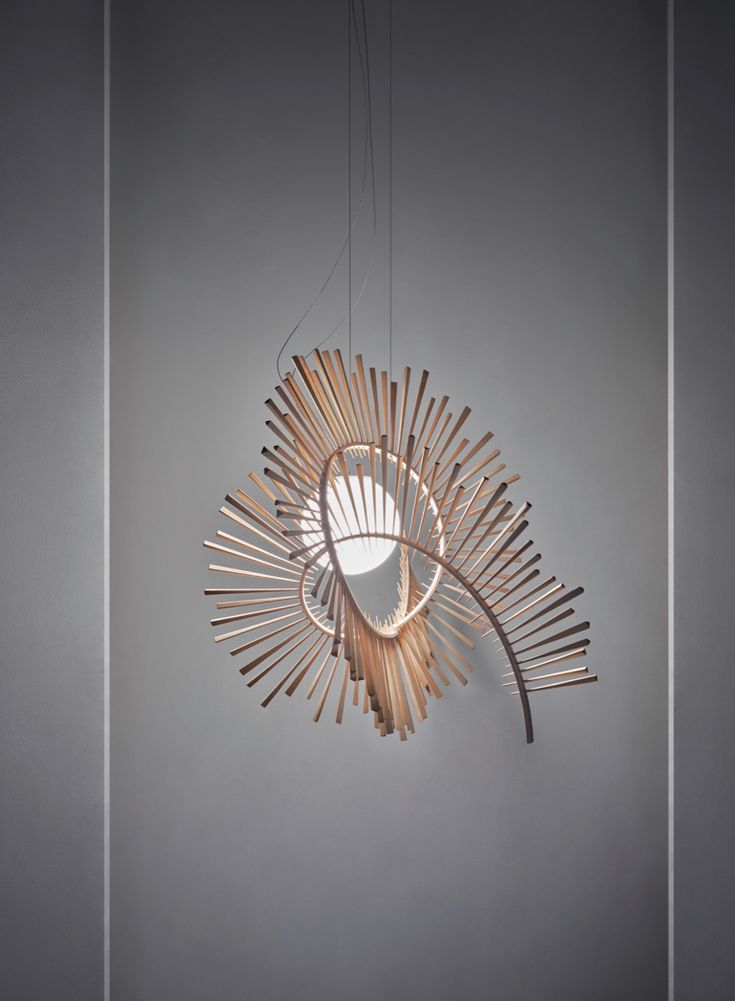 Arturo Alvarez conceived his ash-wood pendant lamp Aimei as the “spine of the ...