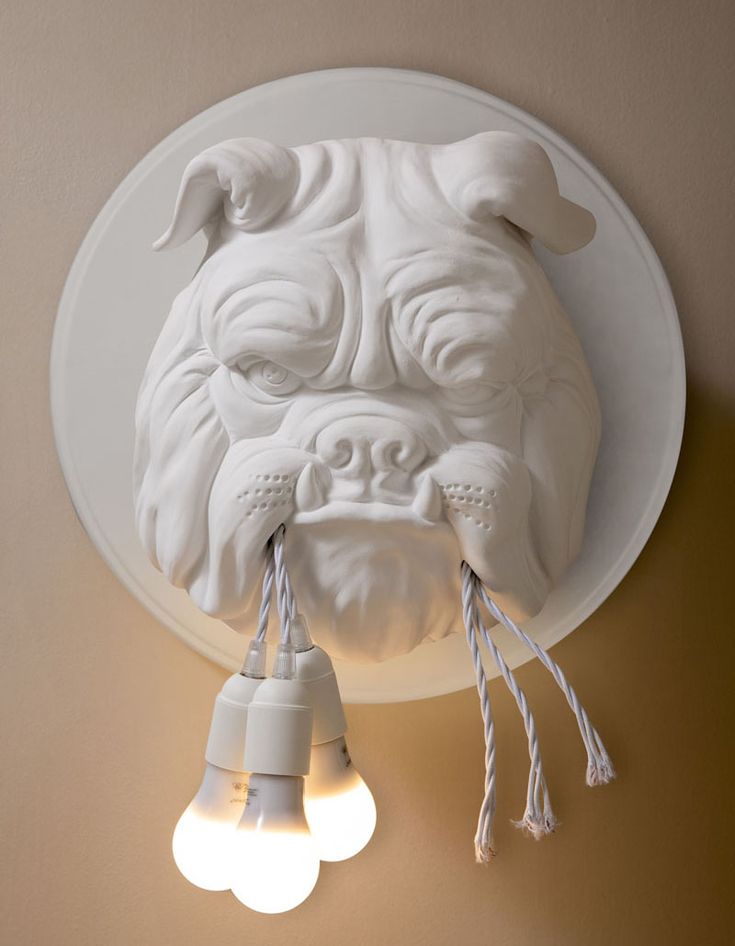 Lightbulbs Hanging From A Bulldog’s Mouth Are A Whimsical Feature Of This New Lamp