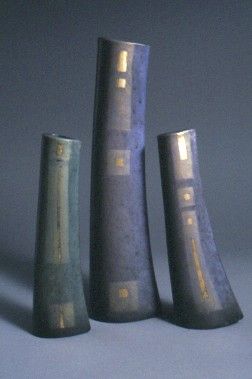 Ceramics by Anne James at Studiopottery.co.uk - Three slab cylinders, heights 9 ...