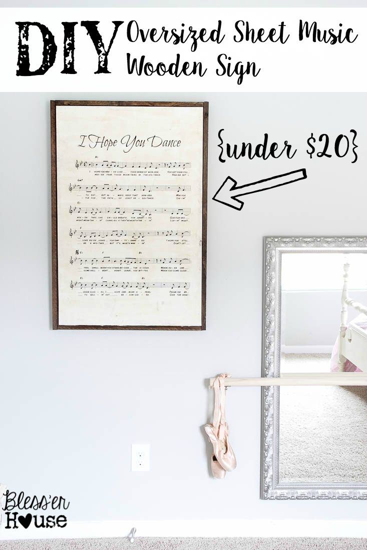 DIY Oversized Sheet Music Wooden Sign - RH Baby and Child KnockOff | Bless'e...