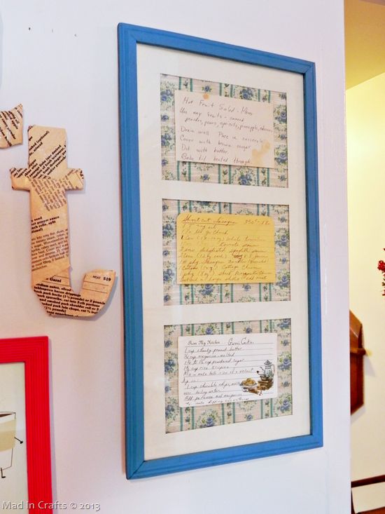 Framed Family Recipes - Mad in Crafts