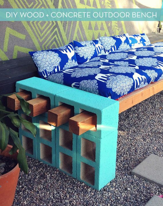 How To: Make a Stylish Outdoor Bench from Cinder Block! » Curbly