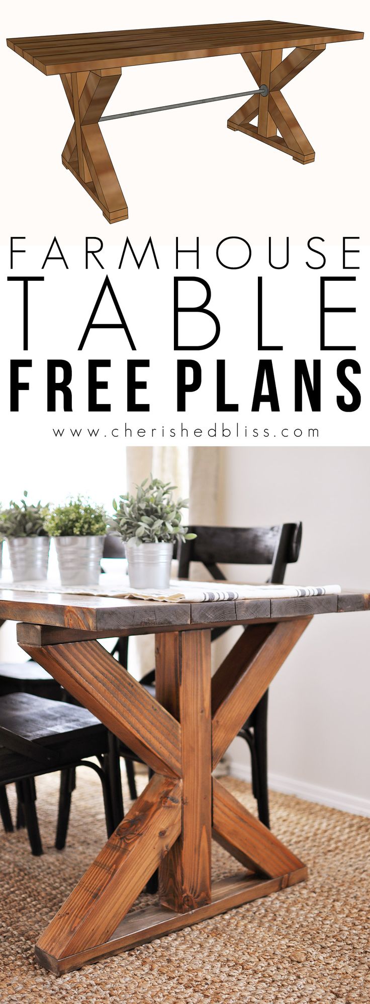 This easy to build Farmhouse Table is the perfect addition to any dining or brea...