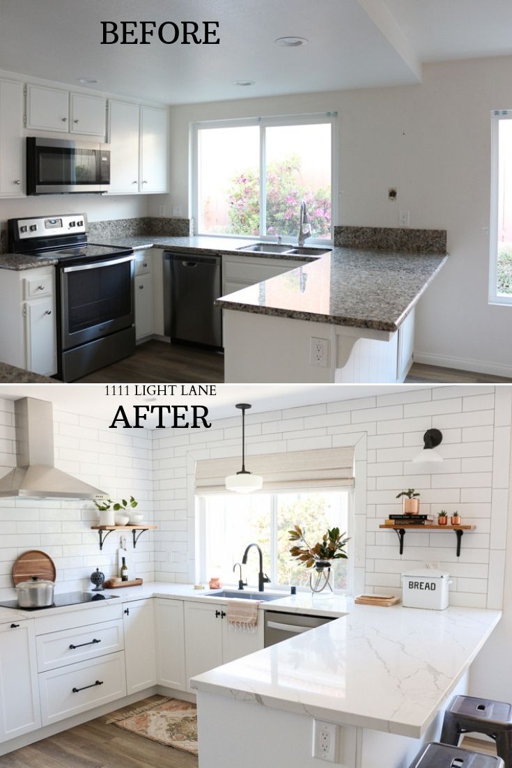 White Semihandmade Kitchen Renovation: Before After