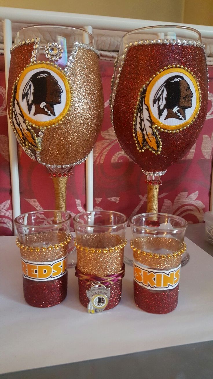 Custom Washington Redskins Themed Wine Glass & Shot Glass set