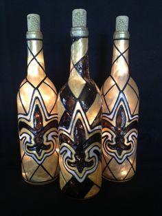 New Orleans Saints Wine  Bottle Lamp by BottleOfLights on Etsy, $30.00