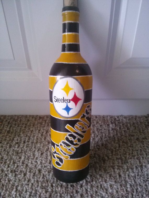 Pittsburgh Steelers hand painted wine bottle by BottleyFunctions, $40.00