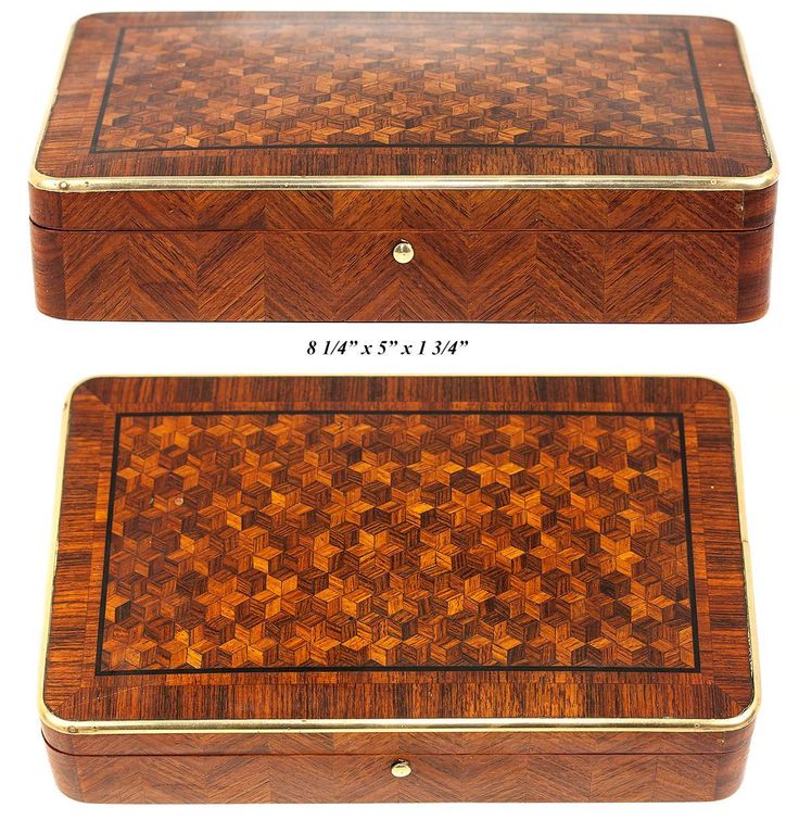 Antique French Marquetry Jewelry Casket, Possible Cigar, Game or Cards from anti...
