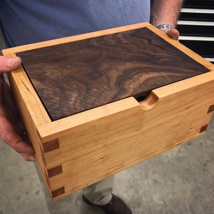 Cherry heirloom box with gorgeous walnut lid and dovetail corners. Inside there ...