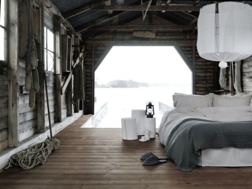 Bed in the barn. The architecture is very inspirational.