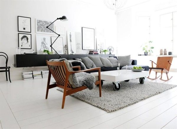 black, white & gray living room