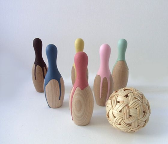 wooden bowling set