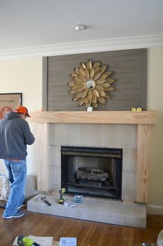 Fireplace Makeover Wood Mantel Build
