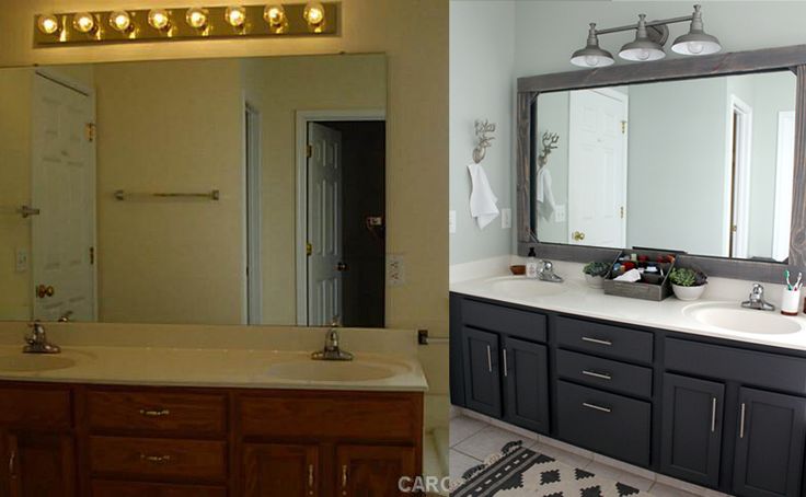 before and after of a $300 bathroom makeover