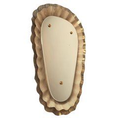 1950s Large Backlit  Wall Mirror with  Wavy Pierced Brass Fringe , USA