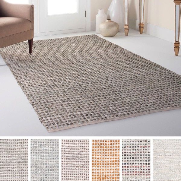 Hand-Woven Canoas Cotton/Leather Rug (9' x 13')
