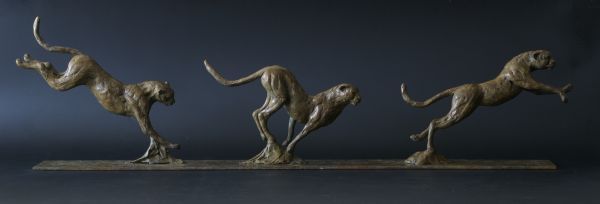 #Bronze #sculpture by #sculptor Edward Waites titled: 'Cheetah Trio (Small Bronz...