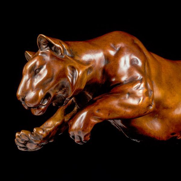#Bronze #sculpture by #sculptor Nick Bibby titled: 'Tigress (Little Hunting Poun...