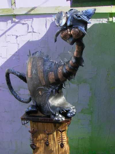 #Iron / #steel #sculpture by #sculptor Roman Velihurskiy titled: 'Tramp (Caricat...