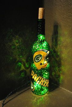 Green Bay Packers Lighted Wine Bottle by WineNotBottles on Etsy