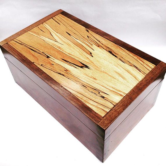 Digby – shown as a jewellery box, mid-sized, handmade in walnut and spalted be...