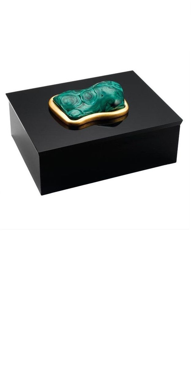 InStyle-Decor.com Designer 24kt Gold Malachite Jewelry Box, Luxury Wedding…