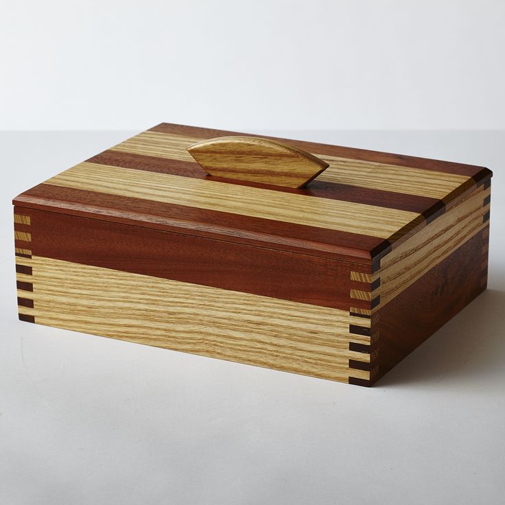 Decorative Boxes: Mahogany and ash keepsake box with finger joints ...