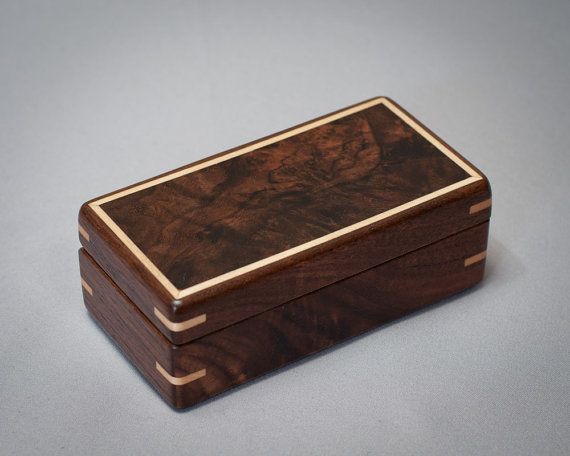 Small Wooden box, Collector box. Decorative box. Walnut with Walnut Burl Lid. Th...