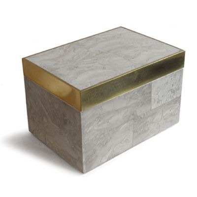 Small rectangular pastor stone box with brass detailing #accessories #box #inter...