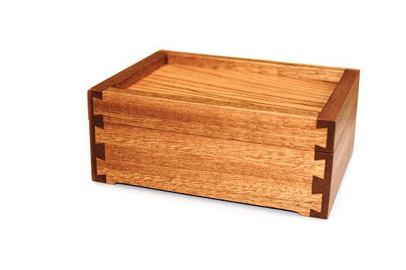 Wooden jewelry box with hinged lid, Wood keepsake box, Plain wooden box, Jewelry...