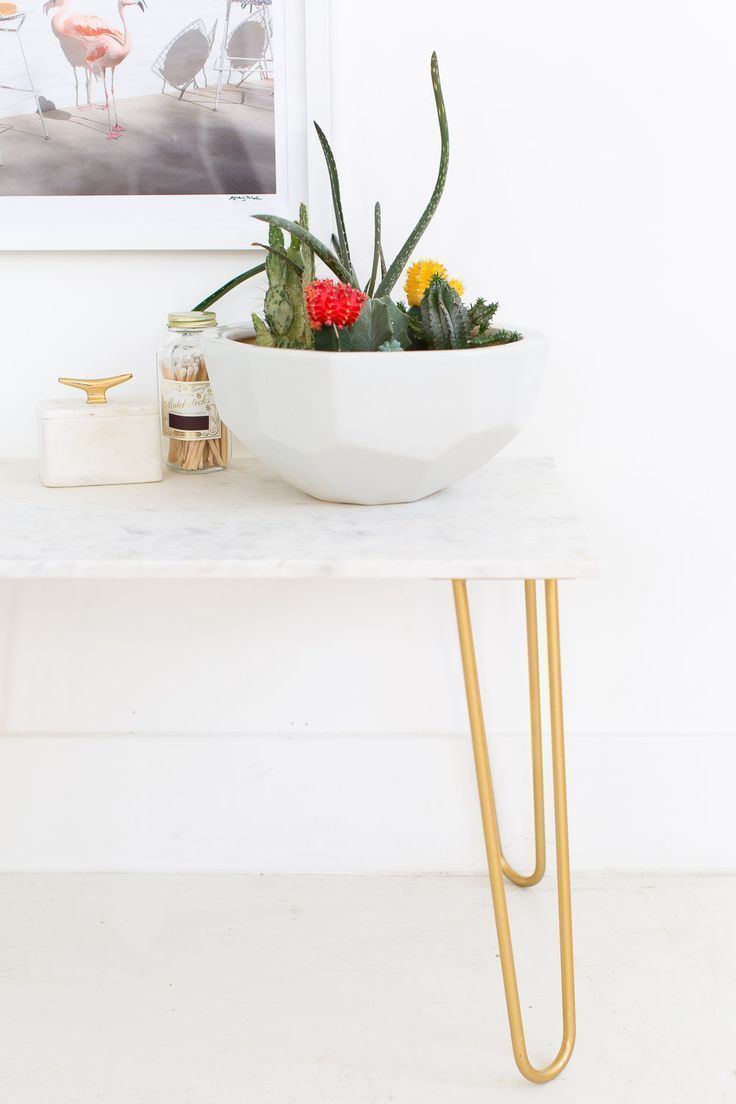 DIY marble and gold accent side table - sugar and cloth - home decor ideas  by H...