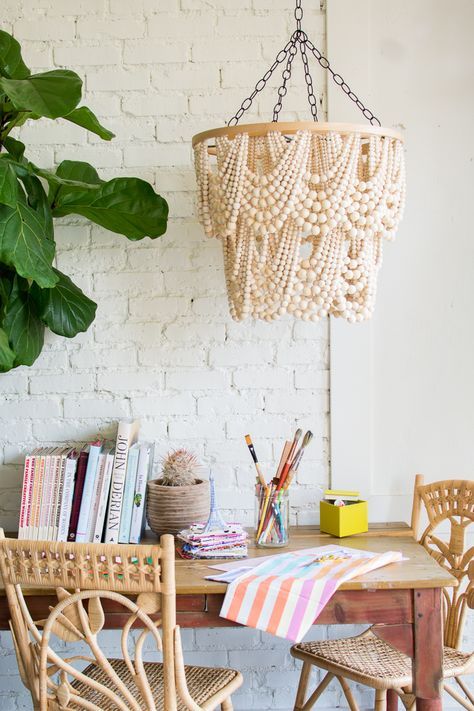 Swooning over this boho DIY bead chandelier.