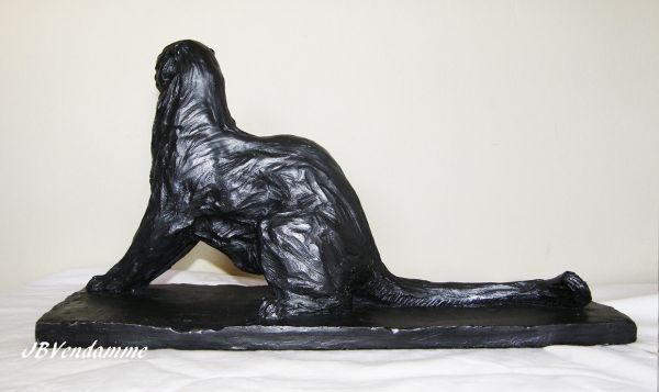 #Bronze #sculpture by #sculptor Jean Baptiste Vendamme titled: 'Snow Leopard'. #...