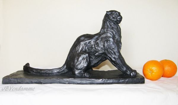 #Bronze #sculpture by #sculptor Jean Baptiste Vendamme titled: 'Snow Leopard'. #...