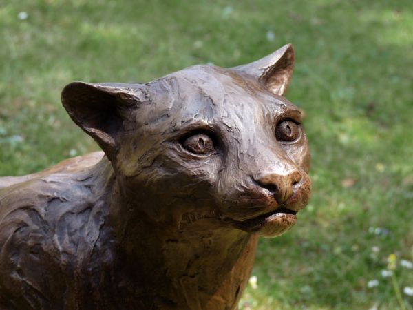 Bronze resin #sculpture by #sculptor Michelle Hall titled: 'Clouded Leopard (Lif...