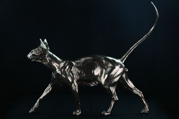 #Bronze #sculpture by #sculptor Andrzej Szymczyk titled: 'Sphinx Cat II (Bronze ...