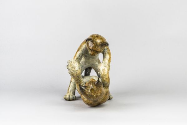 #Bronze #sculpture by #sculptor Eddie Hallam titled: 'Lynx Kittens at Play (Bron...