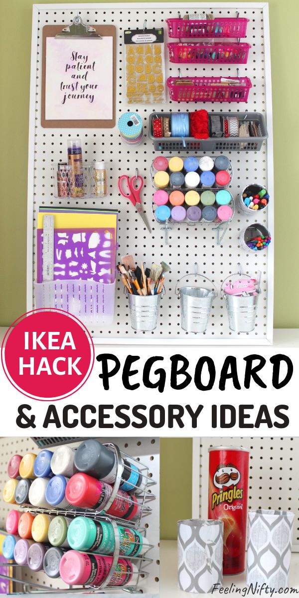 DIY Pegboard for Craft Room with Dollarstore accessories - IKEA HACK
